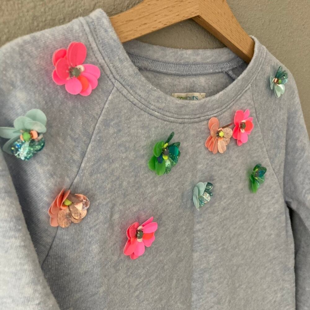 Crewcuts Embellished 3D Flower Sweatshirt - Blue - 4/5 - Picture 2 of 6
